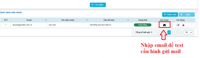 Test Cấu Hình Gửi Mail